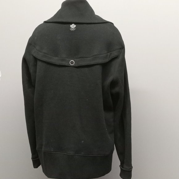 HBC Hudson Bay Olympic black long sleeve double snap fleece bomber jacket sz XL - Picture 3 of 5